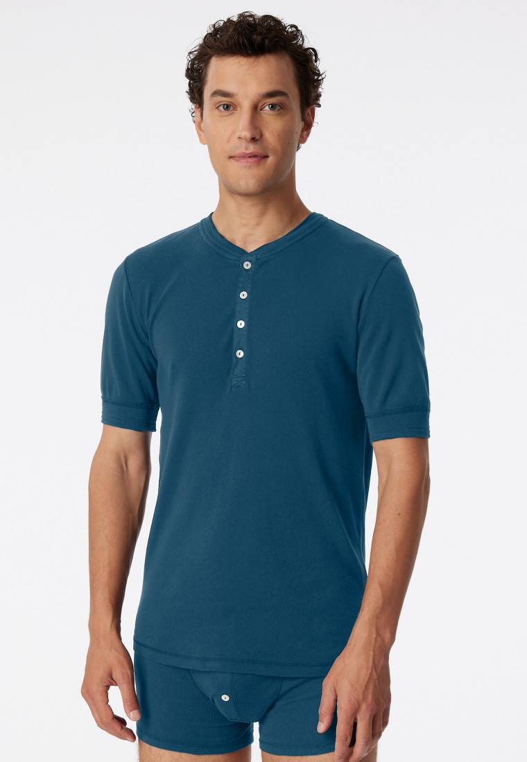 Schiesser Shirt Kurzarm Jeansblau - Revival Karl-Heinz