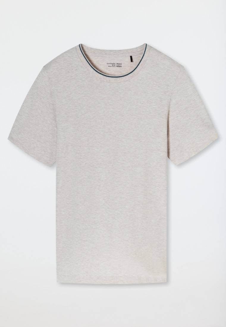 Schiesser Shirt Kurzarm Organic Cotton Streifen Beige-meliert - Mix+Relax