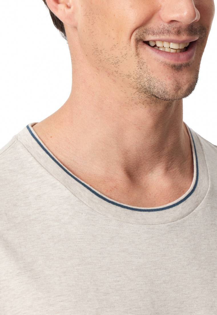 Schiesser Shirt Kurzarm Organic Cotton Streifen Beige-meliert - Mix+Relax