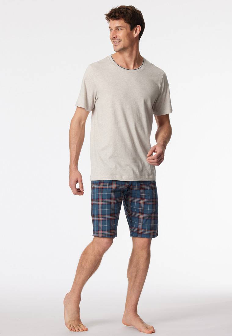 Schiesser Shirt kurzarm Organic Cotton Streifen beige-meliert - Mix+Relax