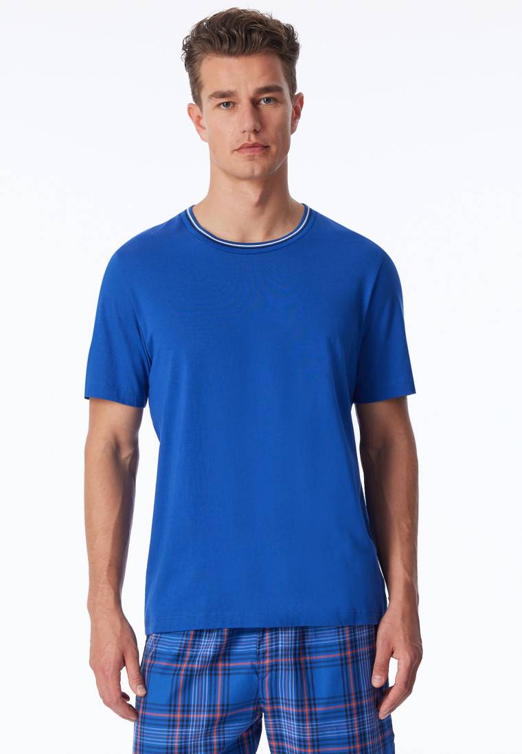 Schiesser Shirt Kurzarm Organic Cotton Streifen Indigo - Mix+Relax