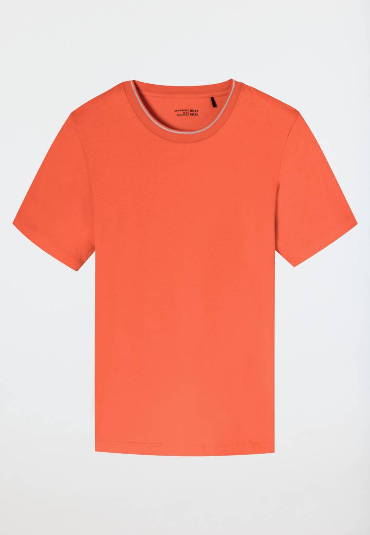 Schiesser Shirt Kurzarm Organic Cotton Streifen Orange - Mix+Relax