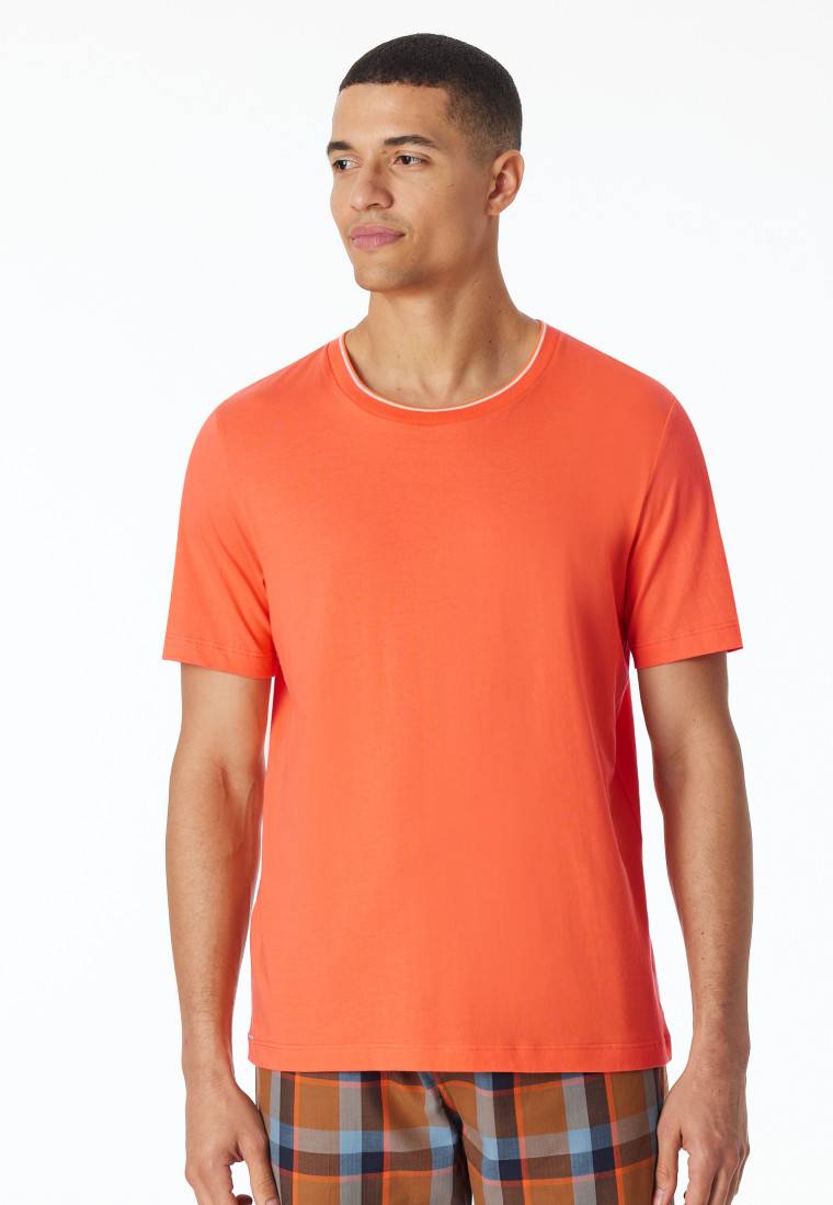 Schiesser Shirt Kurzarm Organic Cotton Streifen Orange - Mix+Relax