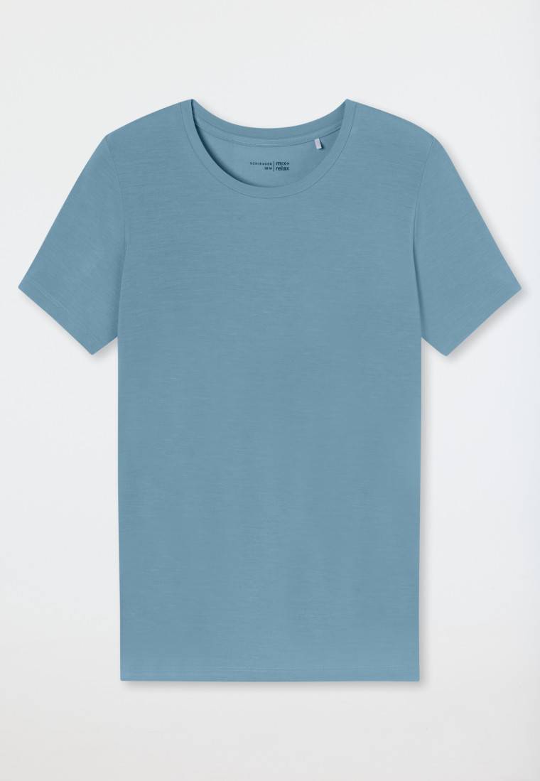 Schiesser Shirt Kurzarm Rundhals Blaugrau - Mix+Relax