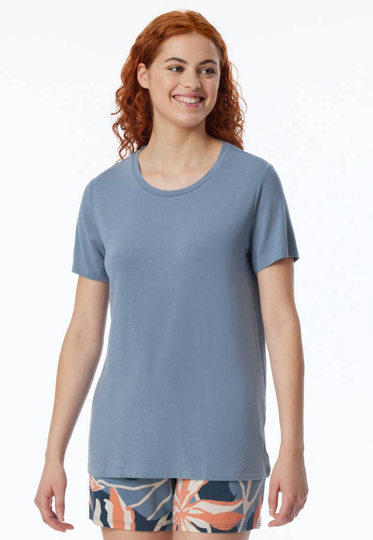 Schiesser Shirt Kurzarm Rundhals Blaugrau - Mix+Relax