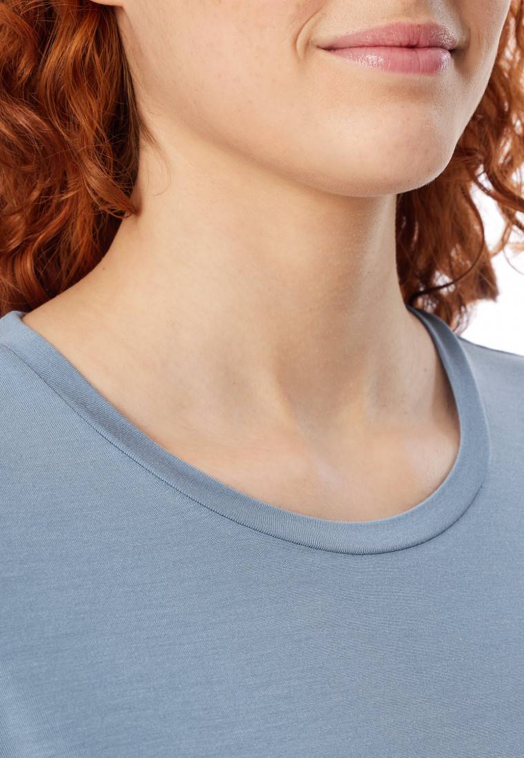 Schiesser Shirt Kurzarm Rundhals Blaugrau - Mix+Relax
