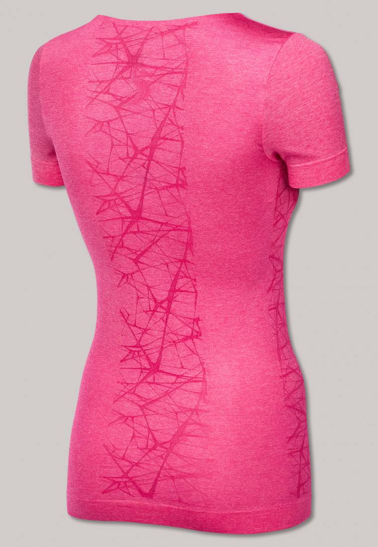 Schiesser Shirt Kurzarm Ultraleicht Seamless Pink Meliert - Active Mesh Light
