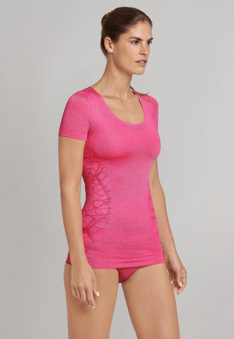 Schiesser Shirt kurzarm ultraleicht Seamless pink meliert - Active Mesh Light