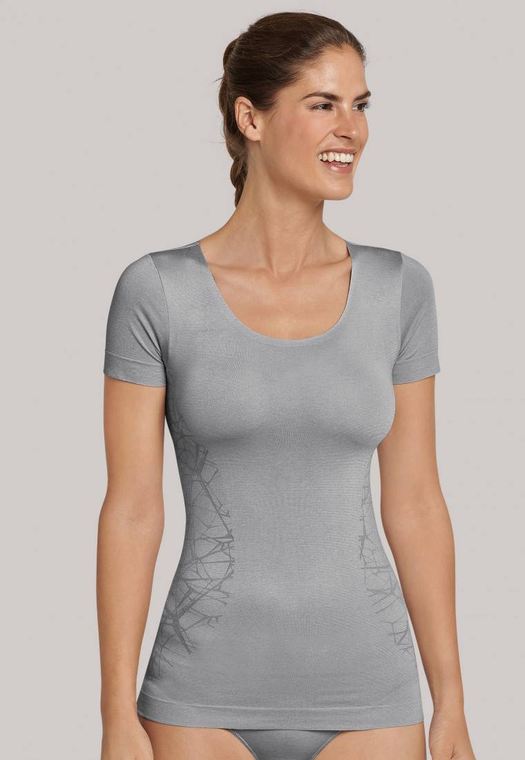 Schiesser Shirt Kurzarm Ultraleicht Seamless Silbergrau - Active Mesh Light