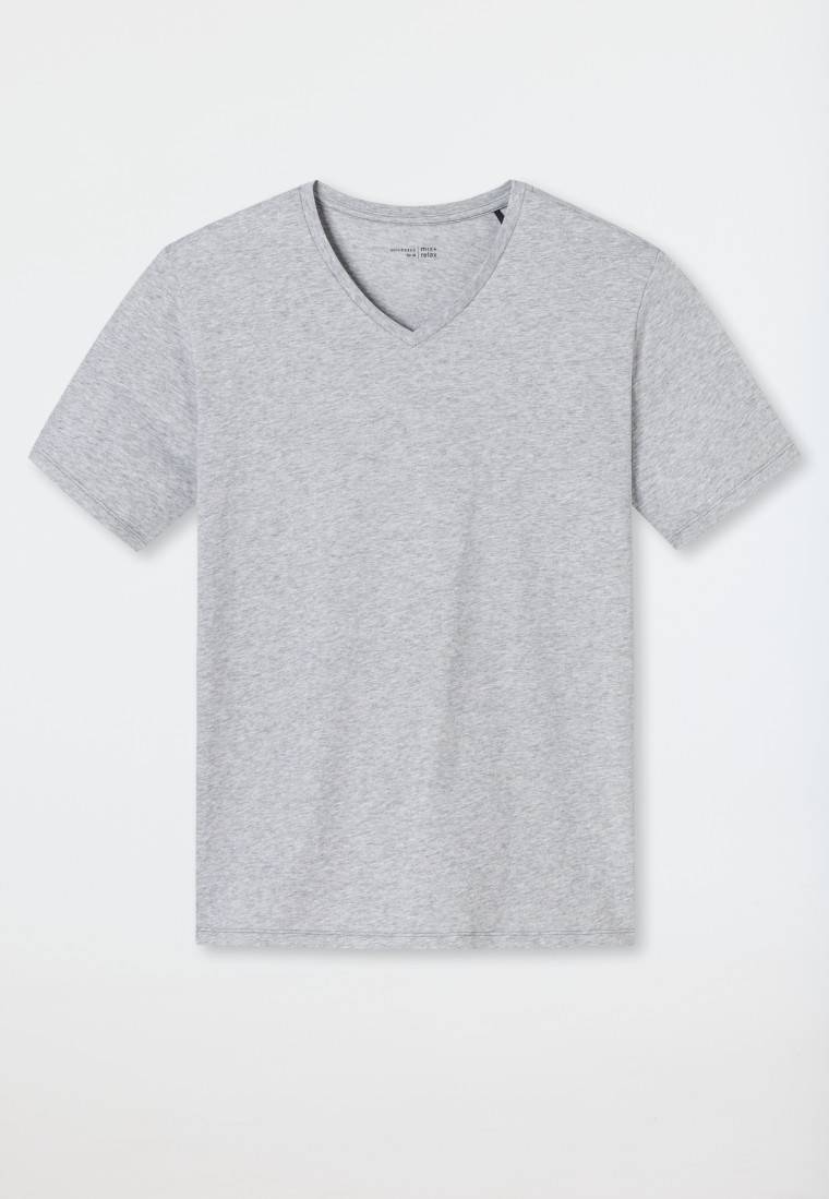 Schiesser Shirt Kurzarm V-Ausschnitt Grau-meliert - Mix+Relax