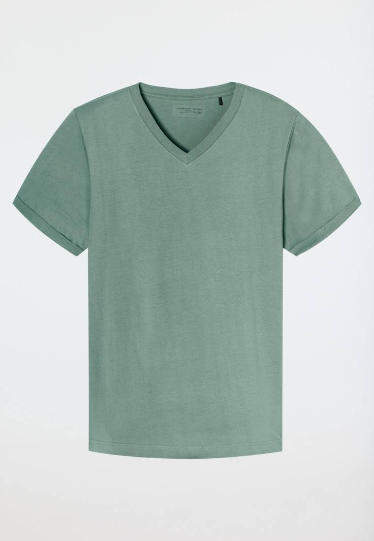 Schiesser Shirt Kurzarm V-Ausschnitt Linde - Mix+Relax