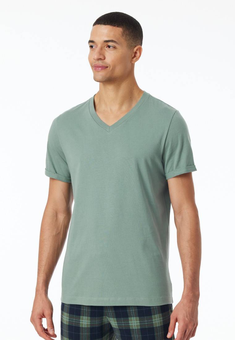 Schiesser Shirt Kurzarm V-Ausschnitt Linde - Mix+Relax