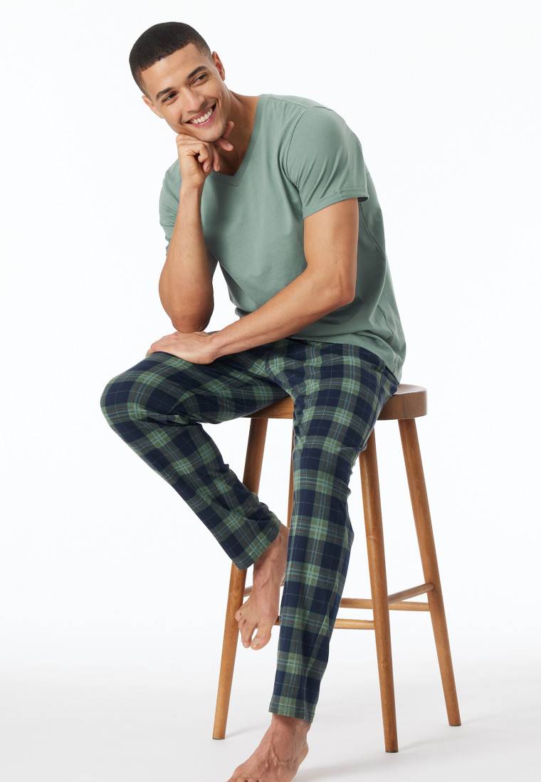 Schiesser Shirt kurzarm V-Ausschnitt linde - Mix+Relax