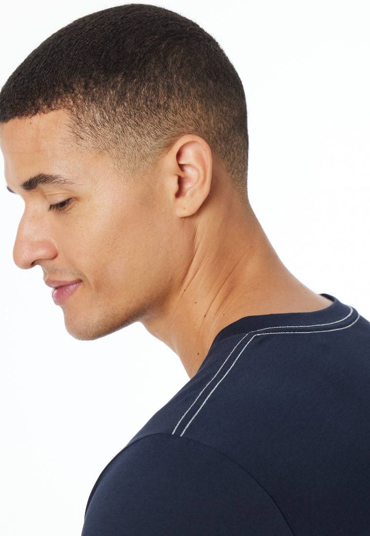 Schiesser Shirt Kurzarm V-Ausschnitt Nachtblau - Mix+Relax