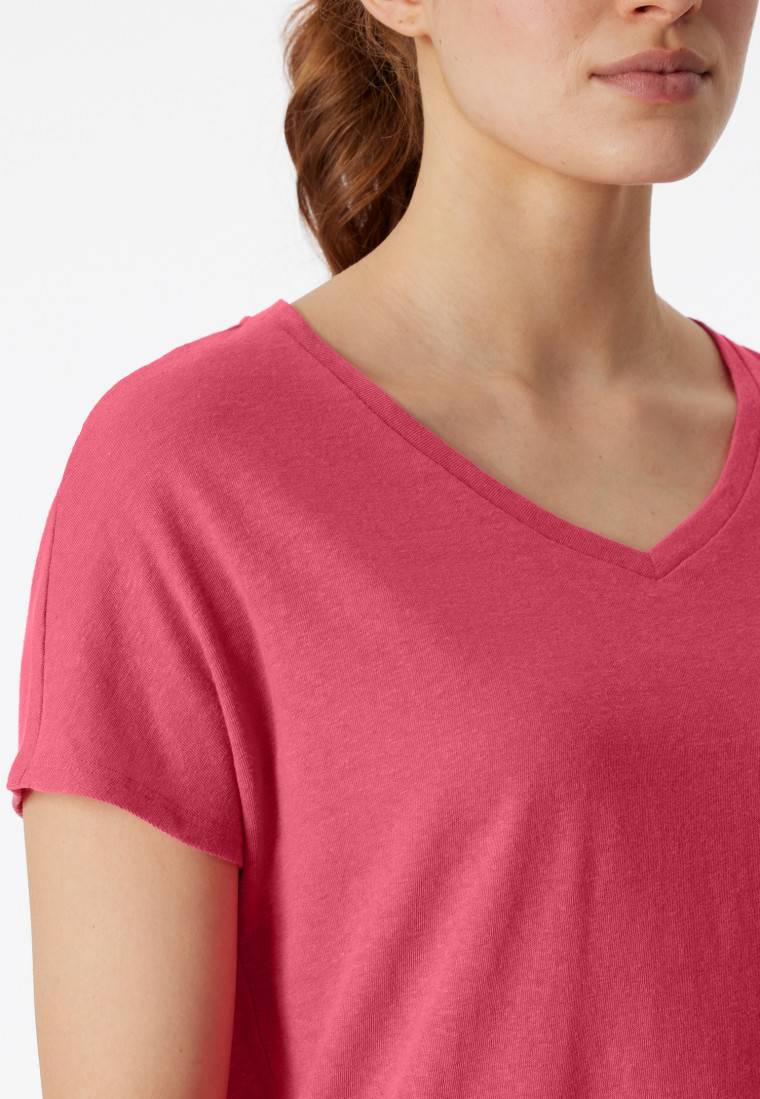 Schiesser Shirt Kurzarm V-Ausschnitt Pink - Mix+Relax