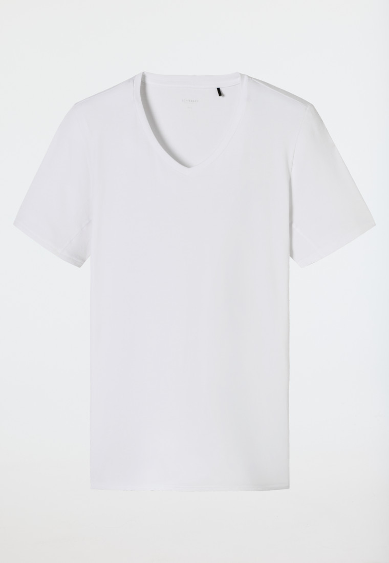 Schiesser Shirt Kurzarm V-Ausschnitt Weiß - Premium Cotton