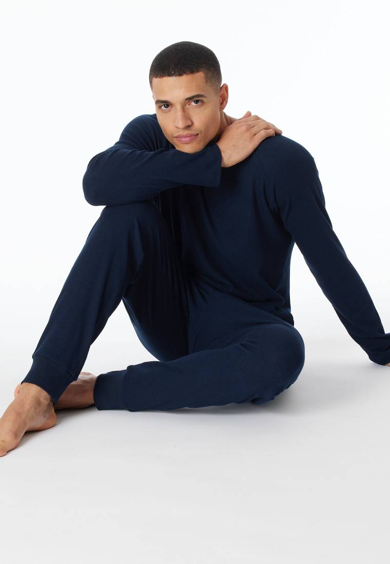 Schiesser Shirt langarm Doppelripp nachtblau - Mix+Relax