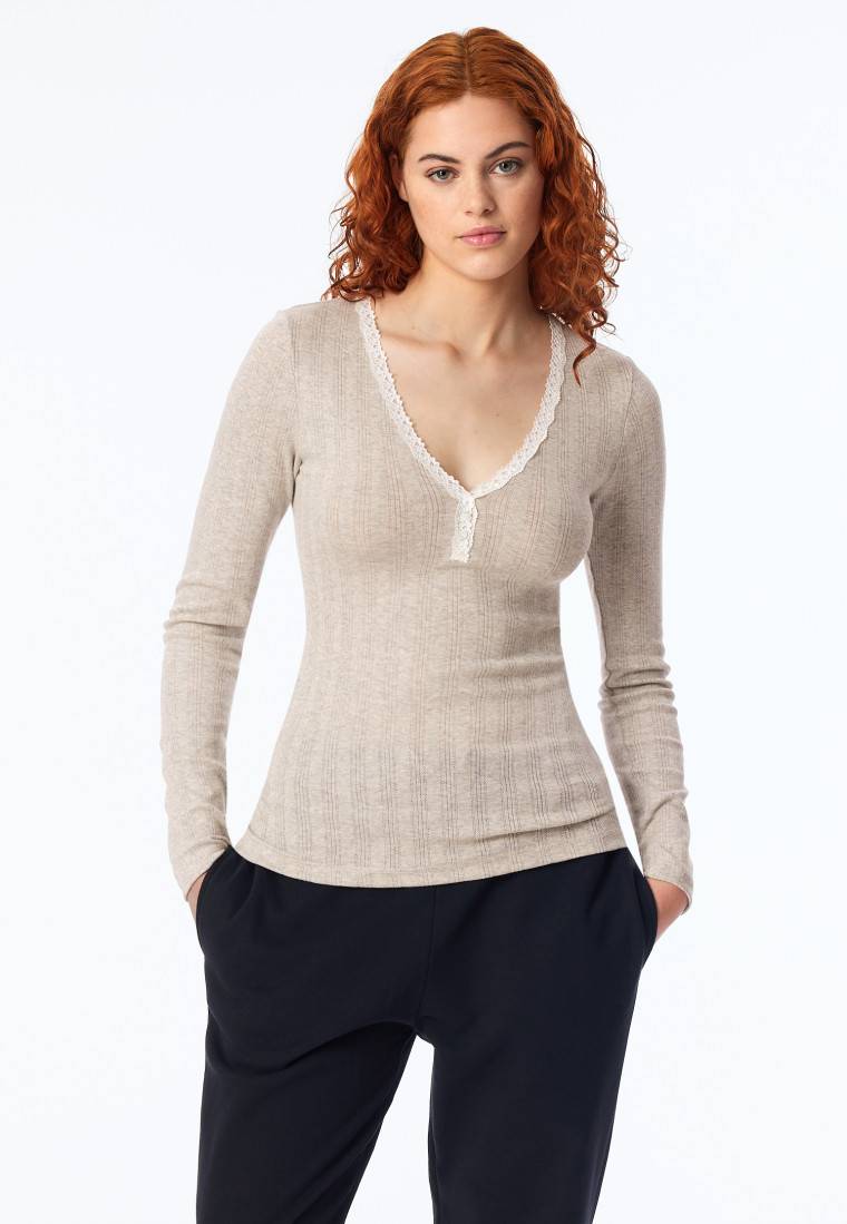 Schiesser Shirt Langarm Grau Meliert - Revival Agathe