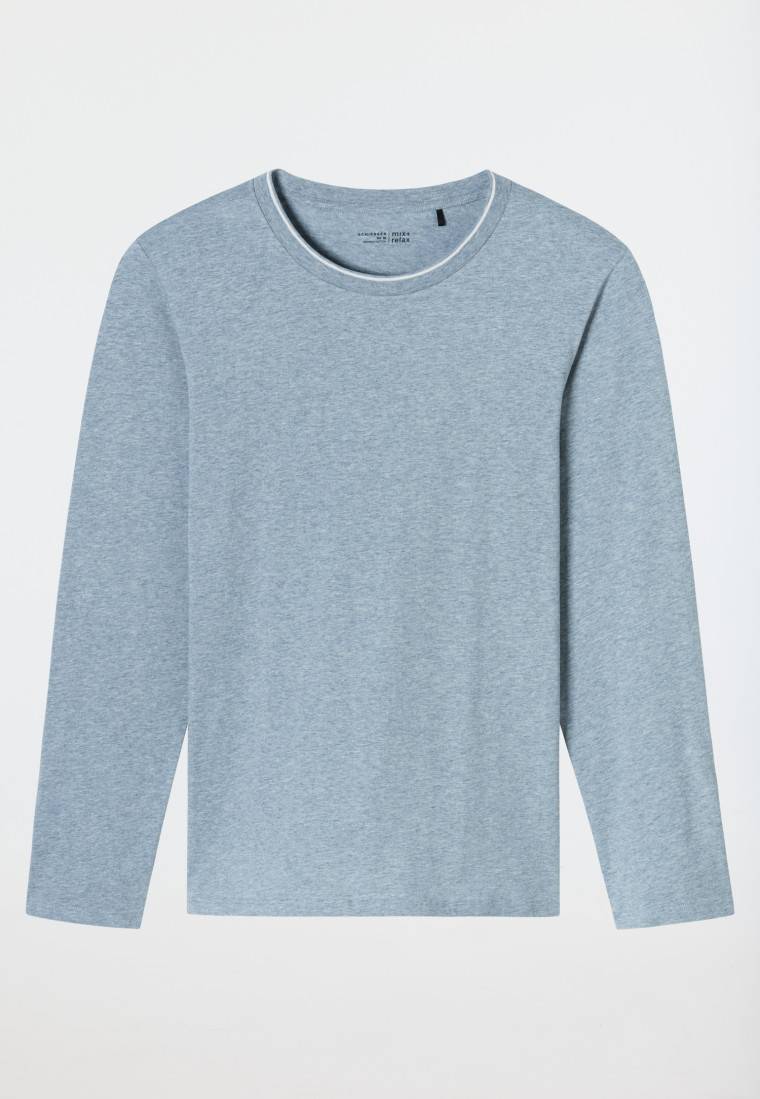 Schiesser Shirt Langarm Jeansblau Meliert - Mix+Relax
