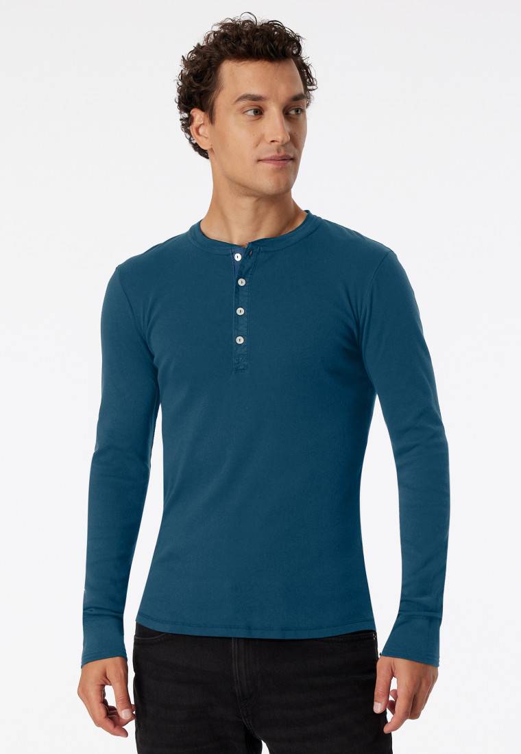 Schiesser Shirt Langarm Jeansblau - Revival Karl-Heinz