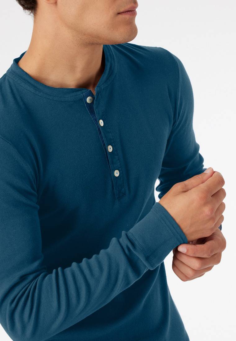 Schiesser Shirt Langarm Jeansblau - Revival Karl-Heinz