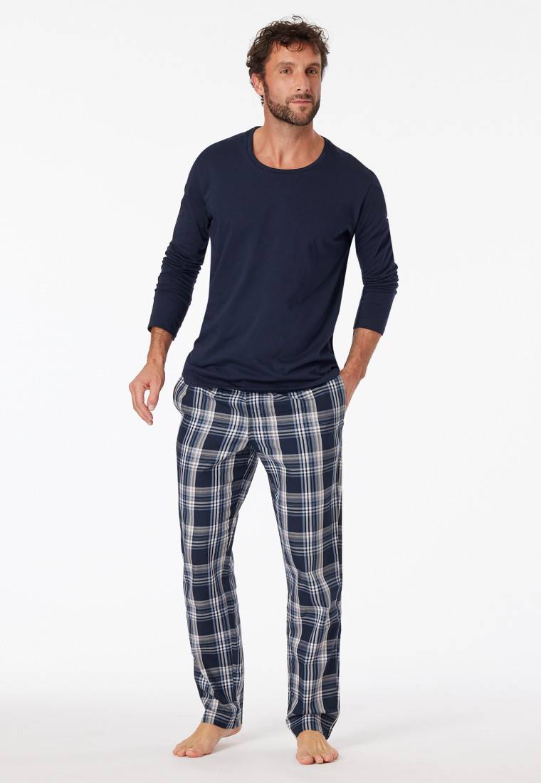 Schiesser Shirt Langarm Jersey Rundhals Dunkelblau - Mix+Relax