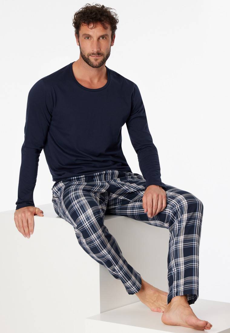 Schiesser Shirt langarm Jersey rundhals dunkelblau - Mix+Relax