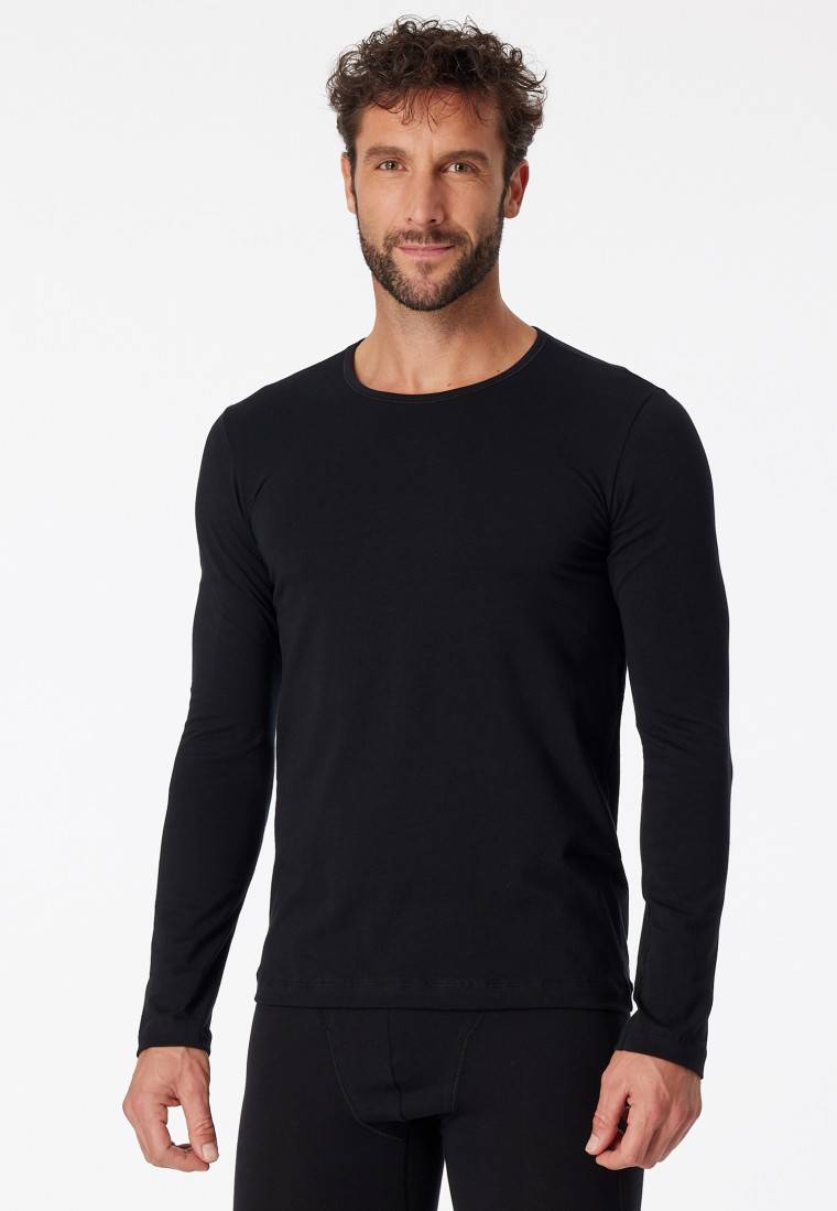 Schiesser Shirt Langarm Organic Cotton Rundhals Schwarz - 95/5