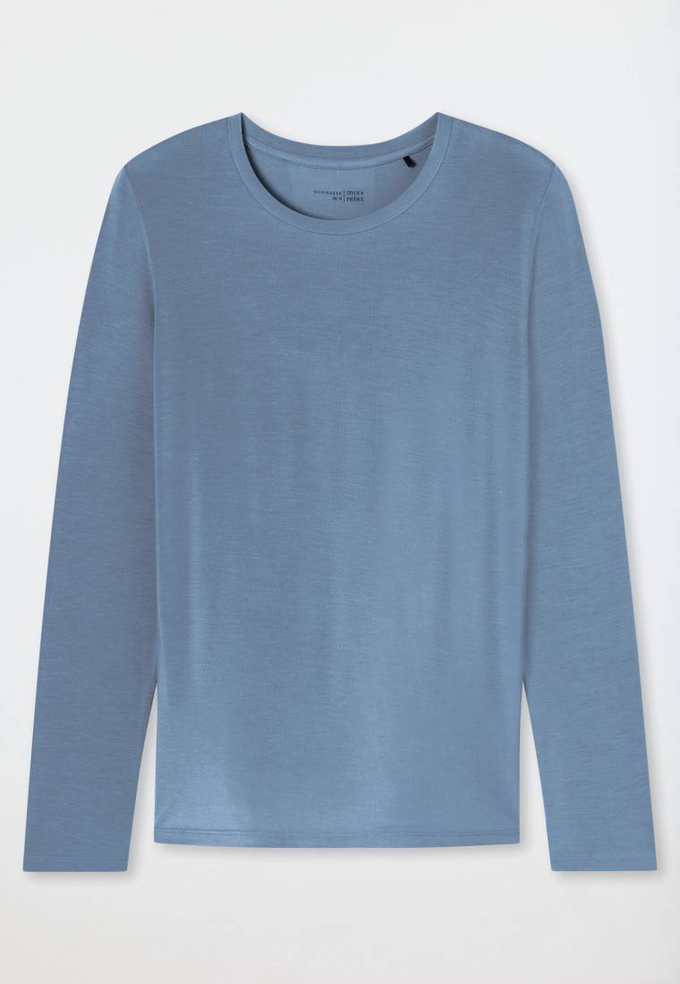 Schiesser Shirt Langarm Rundhals Blaugrau - Mix+Relax