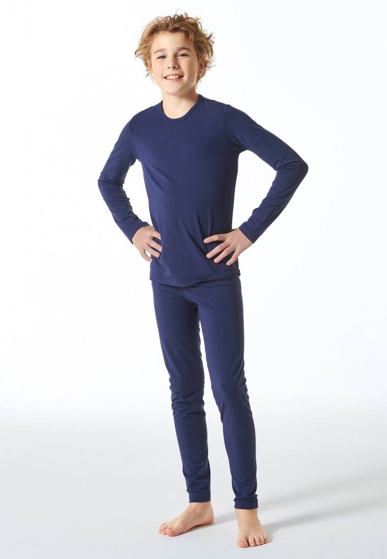 Schiesser Shirt langarm unisex wärmend dunkelblau - Thermo