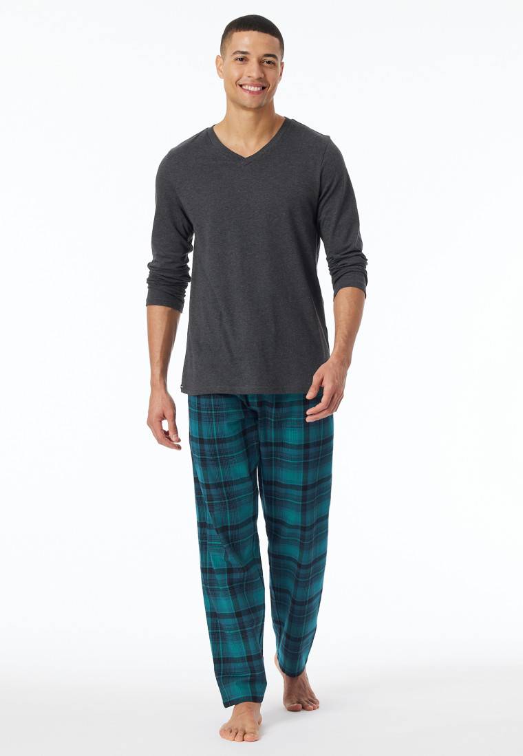 Schiesser Shirt langarm V-Ausschnitt dunkelgrau-meliert - Mix+Relax