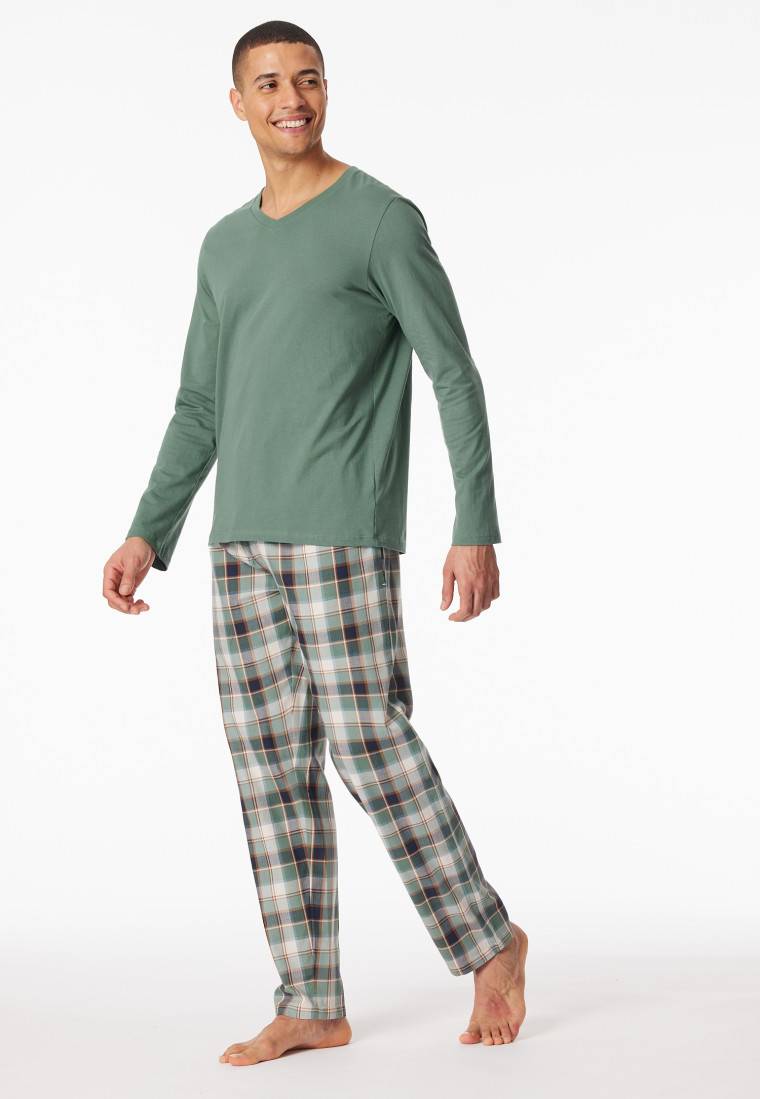 Schiesser Shirt langarm V-Ausschnitt grün - Mix+Relax