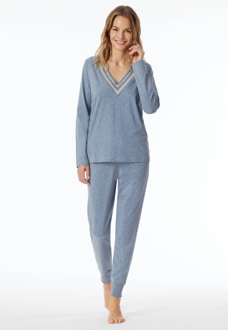 Schiesser Shirt langarm V-Ausschnitt jeans-meliert - Mix+Relax Schiesser Shirt langarm V-Ausschnitt jeans-meliert - Mix+Relax