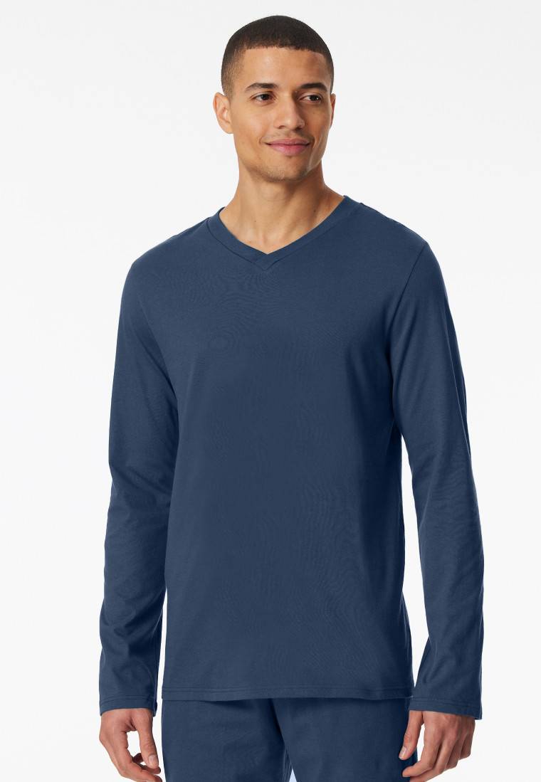 Schiesser Shirt Langarm V-Ausschnitt Royal - Mix+Relax