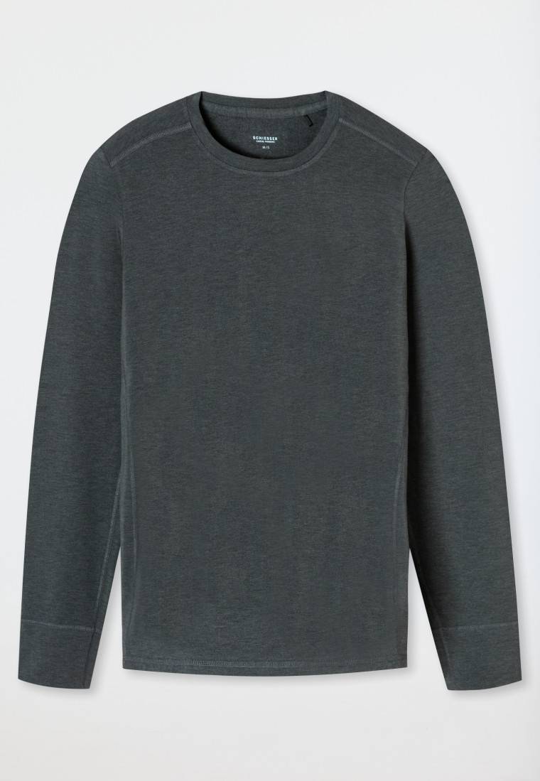 Schiesser Shirt Langarm Wärmend Dunkelgrau Meliert - Casual Warming