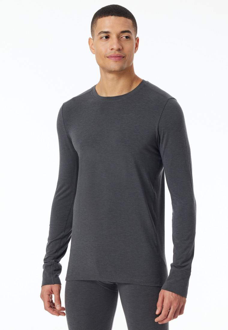 Schiesser Shirt Langarm Wärmend Dunkelgrau Meliert - Casual Warming