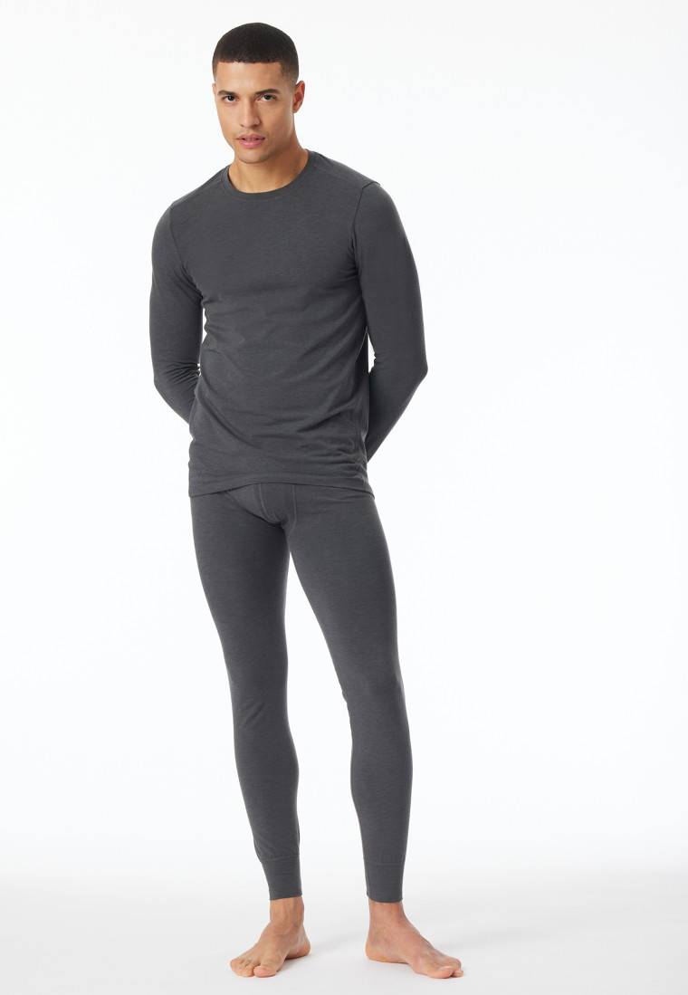 Schiesser Shirt langarm wärmend dunkelgrau meliert - Casual Warming