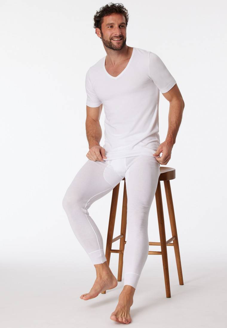 Schiesser Shirts kurzarm 2er-Pack Organic Cotton tiefer V-Ausschnitt weiß – 95/5