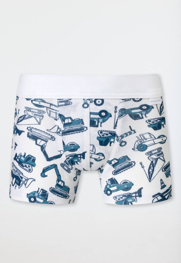 Schiesser Shorts 2er-Pack Baustellendruck Blau/weiß - Fine Rib