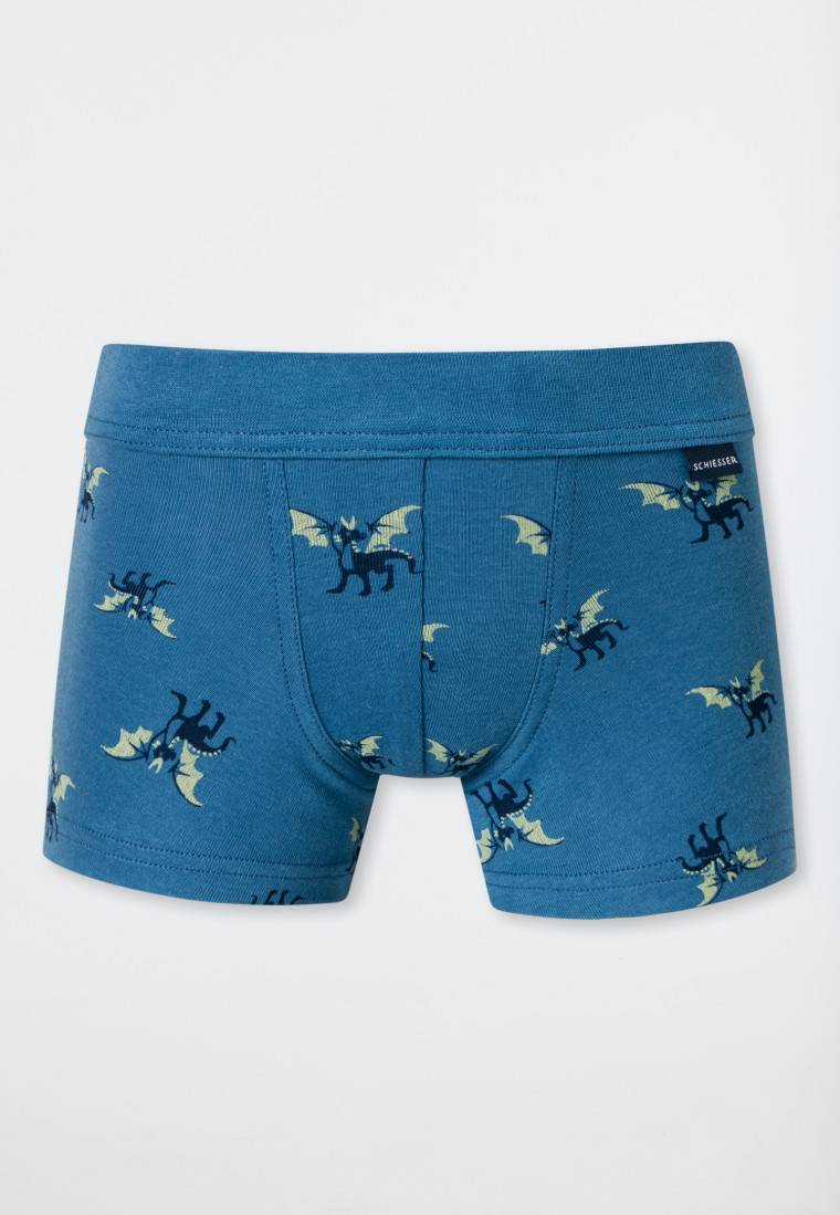 Schiesser Shorts 2er-Pack Drachenprint Blau/weiß - Fine Rib
