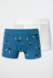 Schiesser Shorts 2er-Pack Drachenprint blau/weiß - Fine Rib