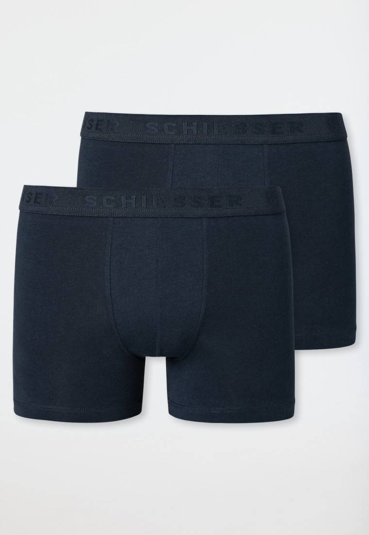 Schiesser Shorts 2er-Pack Organic Cotton Webgummibund Nachtblau - 95/5