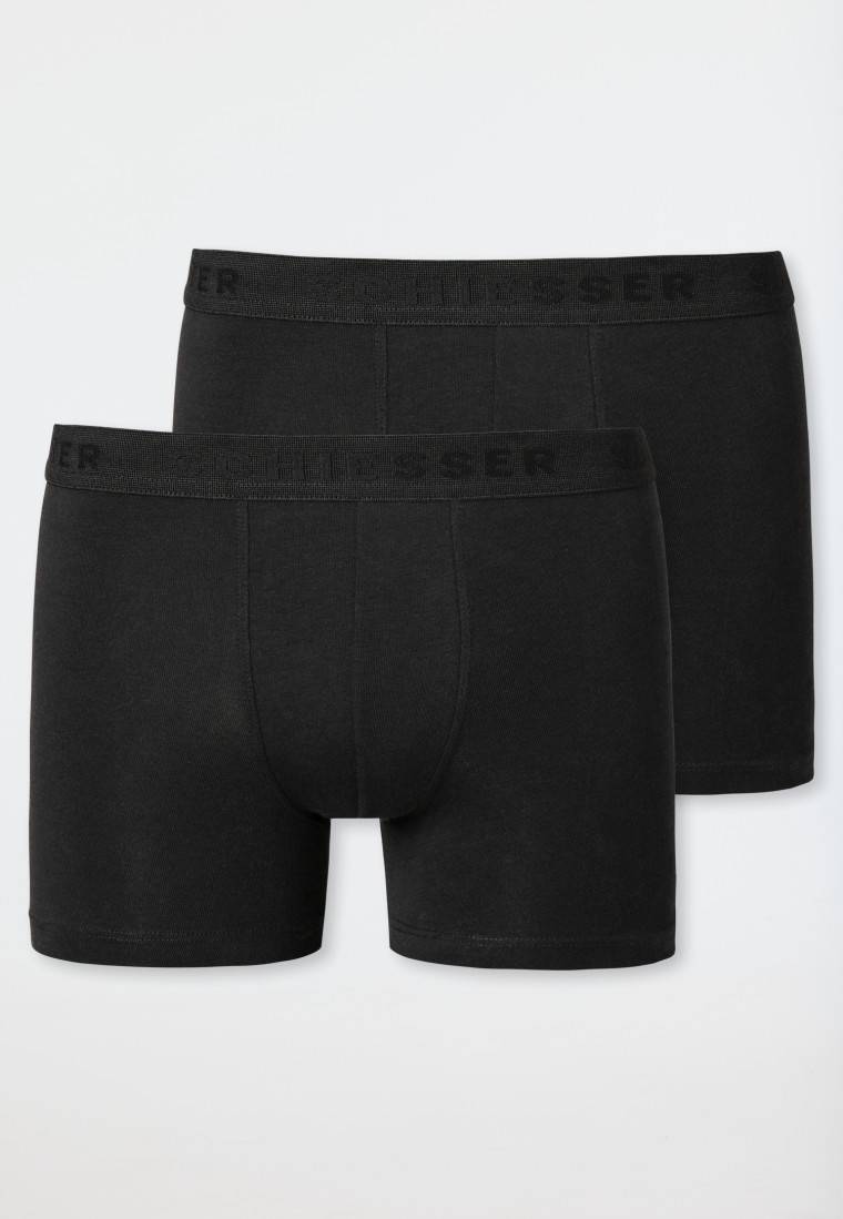 Schiesser Shorts 2er-Pack Organic Cotton Webgummibund Schwarz - 95/5