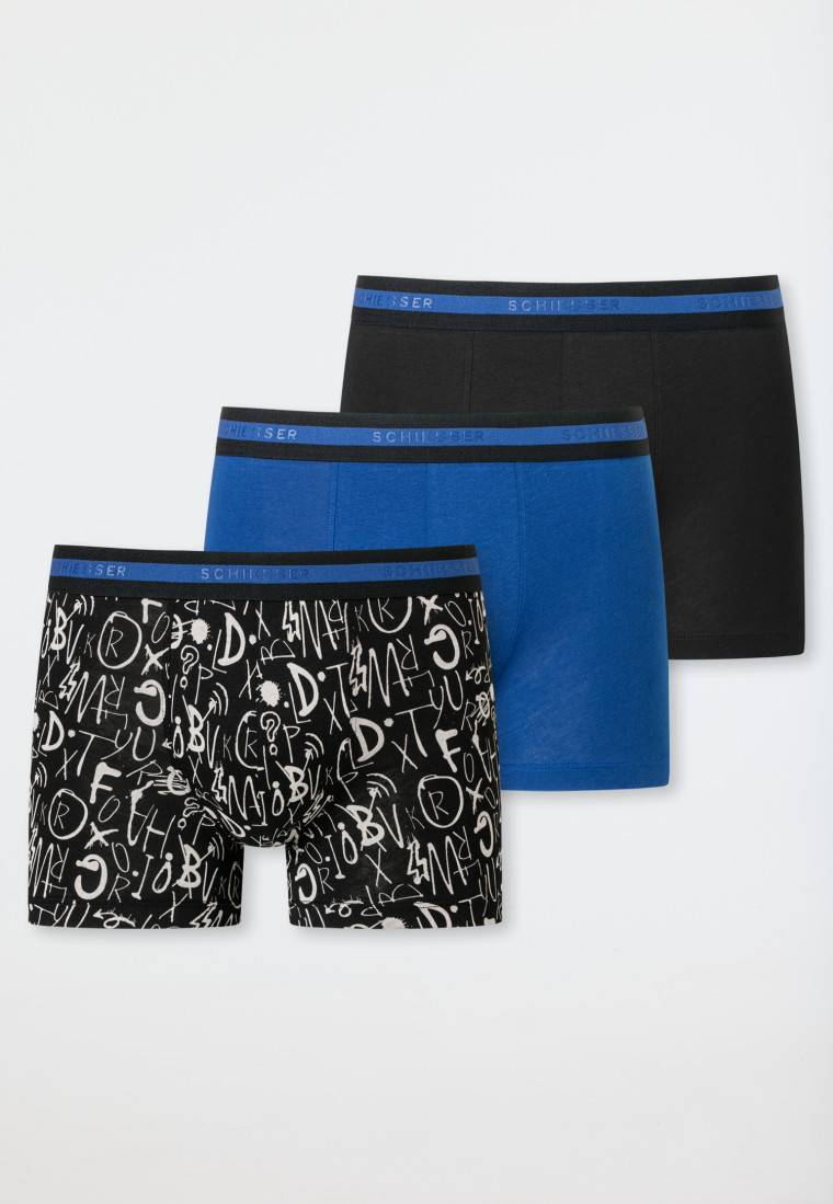 Schiesser Shorts 3er-Pack Organic Cotton Dunkelblau/blau/gemustert - 95/5