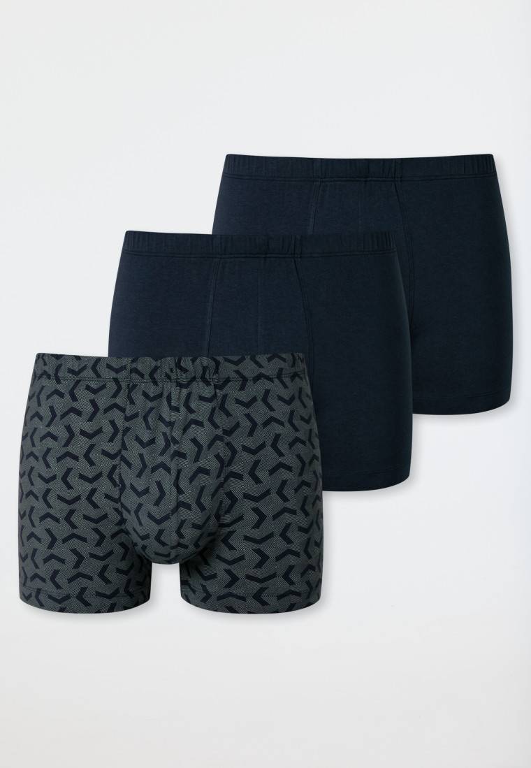 Schiesser Shorts 3er-Pack Organic Cotton Dunkelblau Gemustert - 95/5