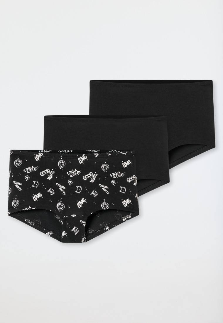 Schiesser Shorts 3er-Pack Organic Cotton Schwarz Bedruckt - 95/5