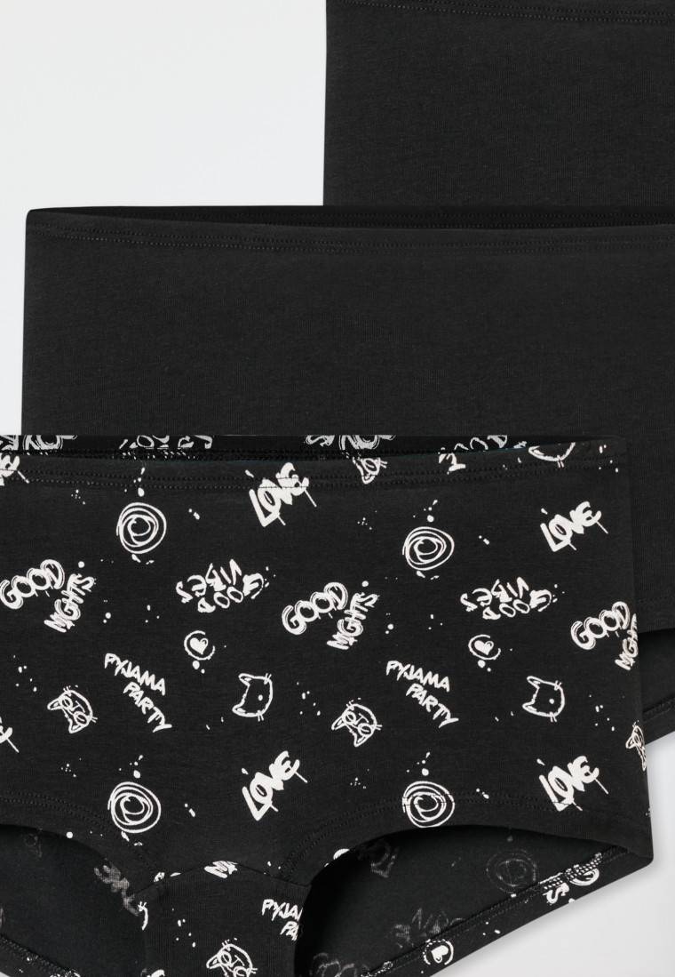Schiesser Shorts 3er-Pack Organic Cotton Schwarz Bedruckt - 95/5