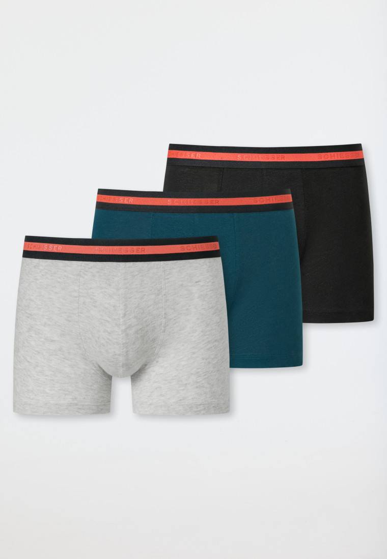 Schiesser Shorts 3er-Pack Organic Cotton Schwarz/blau/graumelange - 95/5