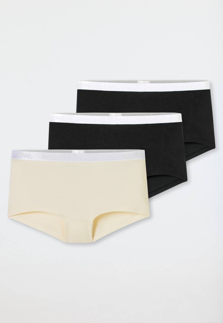 Schiesser Shorts 3er-Pack Organic Cotton Schwarz / Off-white - 95/5