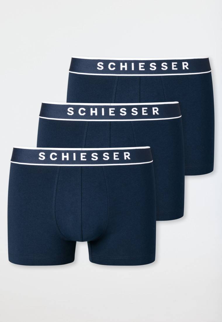 Schiesser Shorts 3er-Pack Organic Cotton Webgummibund Dunkelblau - 95/5